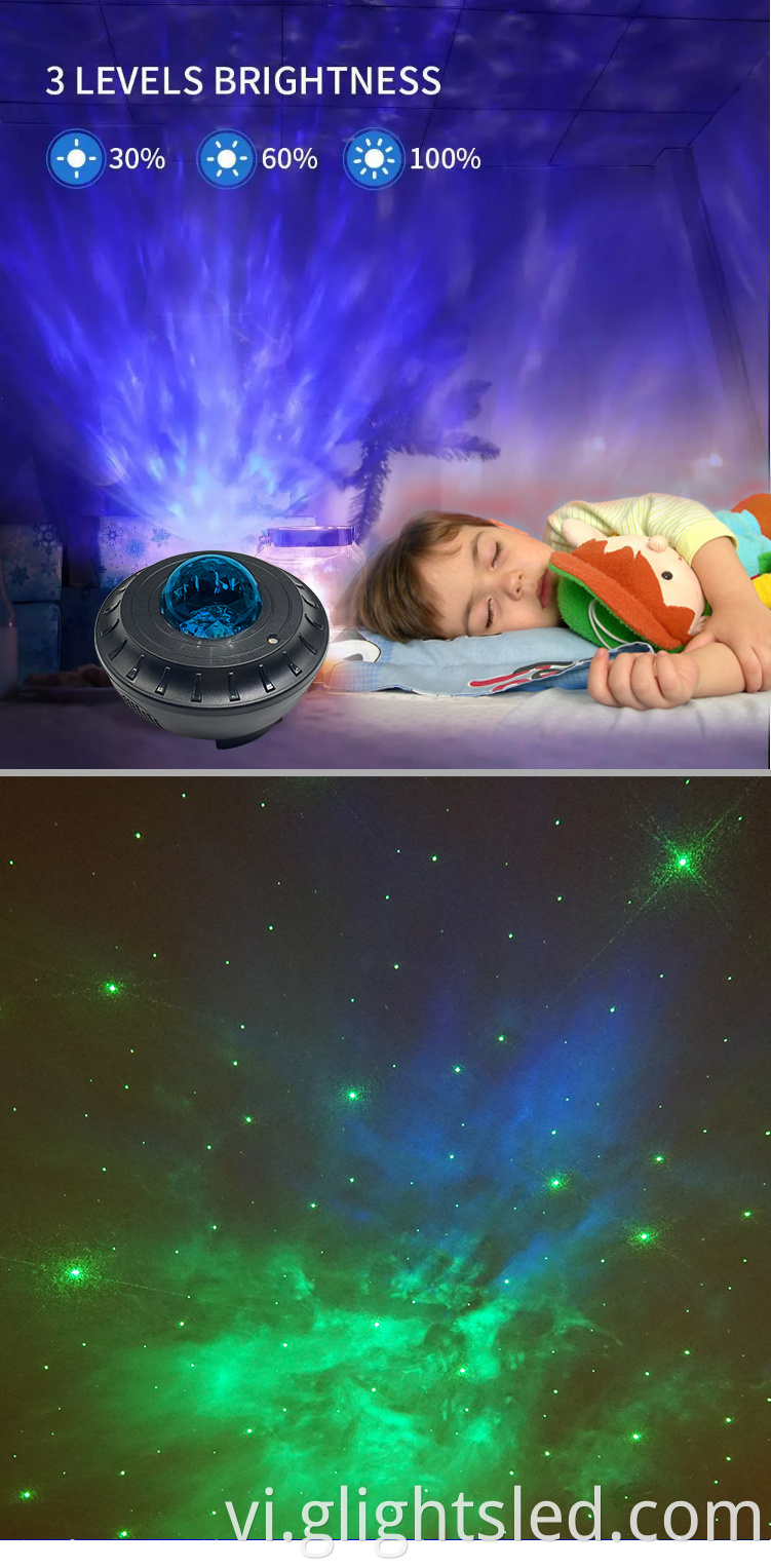 Hạt LED 360 độ Phòng lãng mạn Xoay Noun Moon Star Sky Trình chiếu Night Night